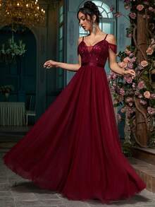 Women Prom Dresses - Burgundy - View 5