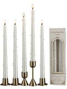 2pcs/Set 25cm European Style Pearl Long Waxless Candle Sticks, 2.2cm/0.86inch Diameter, Suitable For Home Decor, Party, Dining Table Decor, Holiday Gift, Dinner, Events/Party, Relaxation/Meditation, Ambient Lighting - Silver - View 10