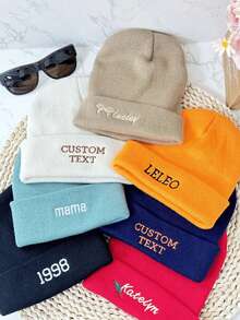 Personalized Embroidered Beanie Winter Hat | Beanies For Women | Unisex Beanie Hat | Custom Logo/Text Hats | Winter Beanies Warm Hats