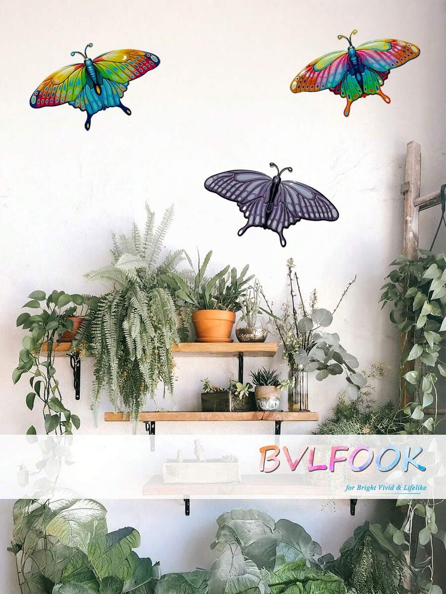 1 pieza Decoración de pared de mariposas de metal - Arte de pared de mariposas realistas, esculturas colgantes para decoración interior o exterior, patio, valla, jardín