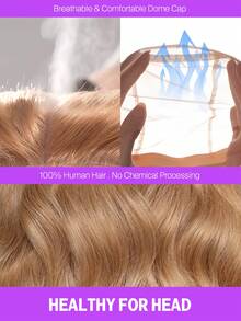 MEGALOOK 升级版 13x6 三合一蕾丝前假发，奶茶棕渐变波浪卷发，带抽绳，100% 真人发丝，18-26 英寸 - 预先拔毛修剪，耳到耳蕾丝，透明蕾丝前假发，易于佩戴 - 轻盈可调节透气帽，柔软弹力，全天舒适 - S20L - 查看 10