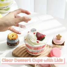 100 Pack Plastic Dessert Cups With Dome Lids (No Hole) And Sporks, 8oz/12oz/16 Oz Clear Disposable Fruit Cups With Lids, Disposable Clear Parfait Cups, PET Crystal Clear Cups, Snack Bowls For Parties For Yogurt Parfait Ice Creams Pudding Cakes Appetizers, Fruits, Mousse - 8oz(250ml) - 查看 8