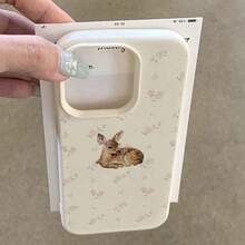 1pc Cute Flower & Deer Pattern TPU Phone Case Compatible With Iphone/ Phones - White - View 3