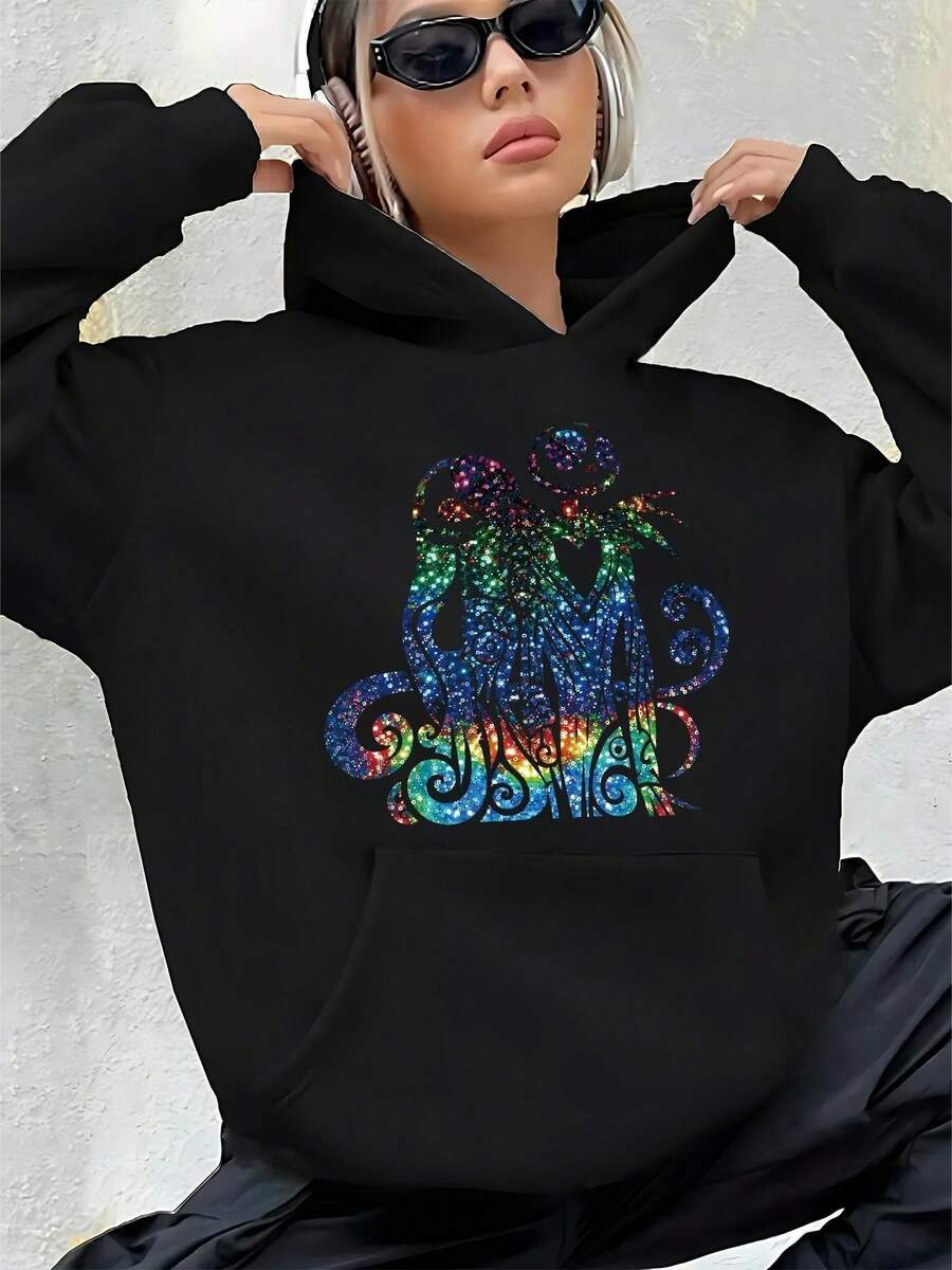 Womens Halloween Hoodie Nightmare Before Christmas Pullover Sweats (2) - màu đen - Xem 1
