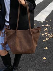 Bolsa vintage fosca de grande capacidade, nova bolsa de ombro versátil para deslocamento, bolsa tote moderna para mulheres