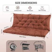 60x40 Inch Patio Furniture Cushions, 4 Inch Thick, Outdoor Patio Furniture Cushions With Straps And Backrest, Bench Cushions, Porch Swing Cushions For Backyard And Garden - 咖啡棕 - 查看 2