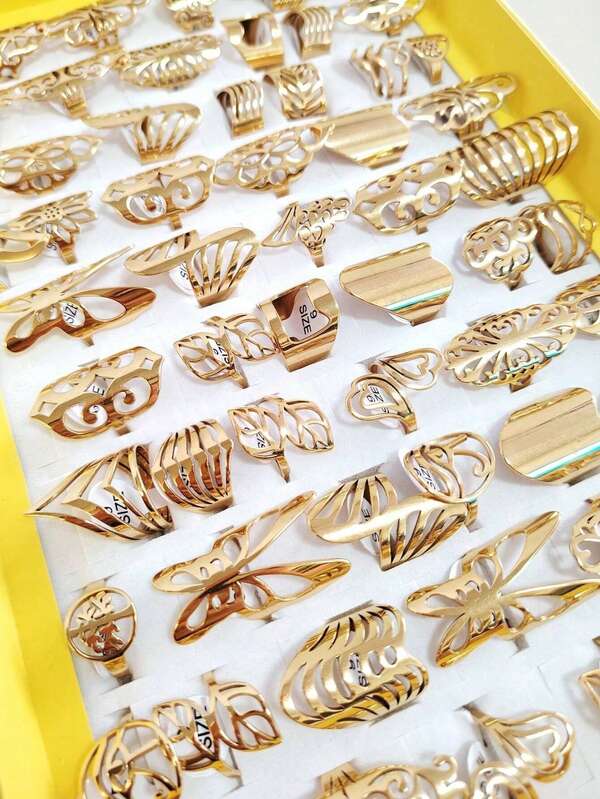 12/24/36 PEÇAS Brincos de Aço Titanium para Mulheres com Padrão Geométrico Grande e Vazado, Adequado para Uso Diário (Padrão Aleatório/Tamanho Aleatório/Sem Caixa)