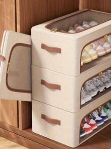 1 cutie de pantofi transparentă pliabilă cu capac, rezistentă la praf, potrivită pentru depozitarea pantofilor, organizare multifuncțională a casei, depozitare în dormitor, decor pentru casă