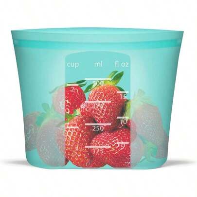 Reusable Snack Bags, 1 Pack, Stand Up Silicone Reusable Storage Bag, Ziplock Silicone Food Storage Containers Snack Size, Freezer Microwave Oven Dishwasher , Aqua, 16oz