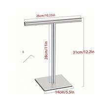 1 件不锈钢 T 形毛巾杆 - 适用于浴室和厨房的台面毛巾架，时尚黑色和银色毛巾架