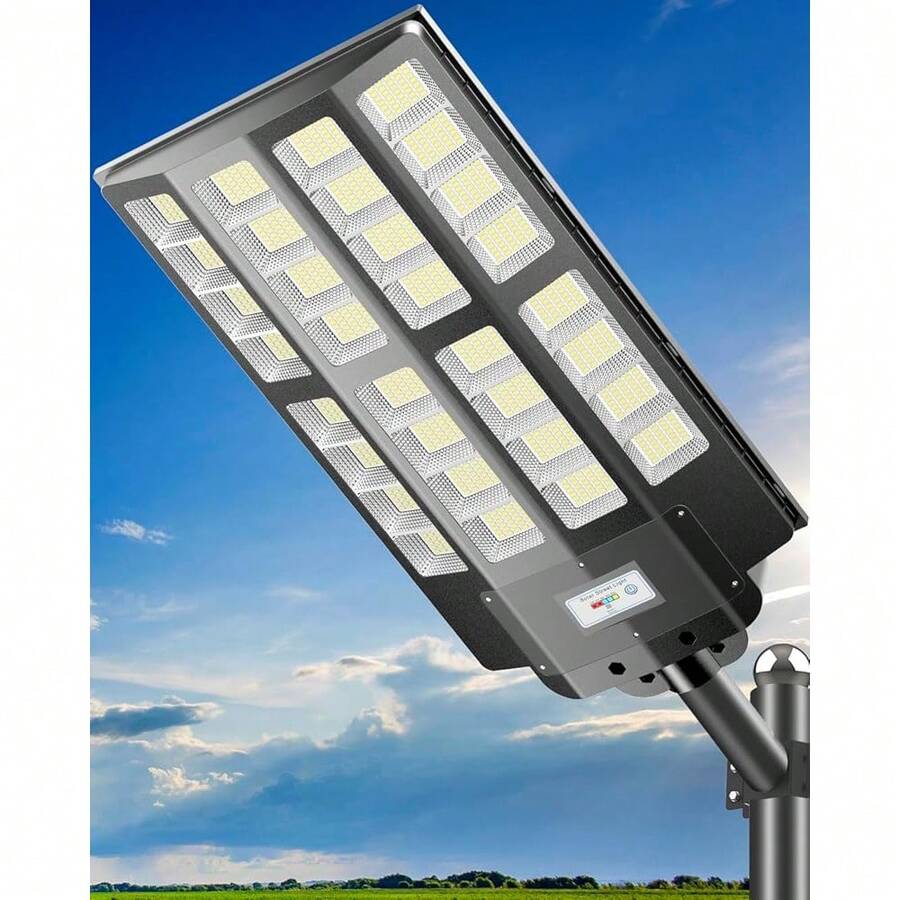 Adewalk Solar Street Lights Outdoor, Commercial Solar Parking Lot Lights With Motion Sensor And Remote Control, IP67 Waterproof, Wide Angle Dusk To Dawn Outdoor Lighting, Large Dimension - 黑色 - 查看 1
