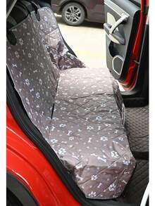 1 pieza Cubierta negra de asiento de coche impermeable para mascotas de tela Oxford 600D, duradera y resistente a la suciedad para el asiento trasero del coche mientras la mascota está afuera