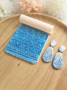 Polymer Clay Texture Rolling Pin, Floral Embossing Polymer Clay Texture Rolling Pin | Embossing Pottery Texture Rolling Pin For Jewelry Making, Similar To Polymer Clay Texture Sheets, Can Be Used With Polymer Clay Cutters, Ideal For DIY Crafts, Art Design And Jewelry Making - Polymer Clay Texture Roller - View 4