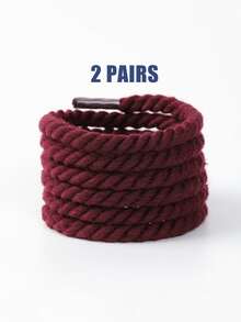 2 Pairs Casual Sneaker Replacement Braided Shoelaces, Fashion Versatile Solid Color Round Twisted Rope Laces, Personalized Stylish Shoe Accessories
