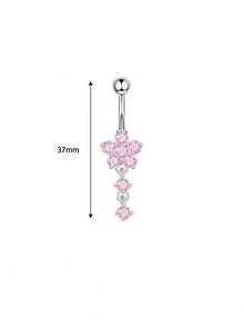 1 件吊坠肚脐穿孔首饰可爱粉色 CZ 心形蝴蝶结花朵肚脐环女士 14G 银不锈钢精致吊坠肚脐穿孔派对夏季海滩礼物性感情人节、妈妈、母亲、母亲节、礼物 - 肚環 - 查看 16