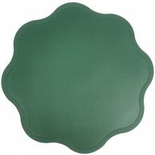 ABKOK 4 pièces Set de sets de table en forme de fleur de Noël en PU antidérapant, options de couleur rouge/bleu/vert/argent, imperméable et résistant à l'huile, convient pour Noël, Nouvel An, réunions de famille