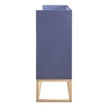 FCSQIU Mueble de cocina sin tiradores, 4 puertas, aparador con balda regulable y patas metálicas, 120 x 30 x 80 cm, para salón, cocina, color azul - Azul - Ver 10