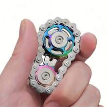 Juguete giratorio con diseño de cadena de bicicleta de 2 engranajes, de acero inoxidable con cojinetes suaves, juguete premium para inquietos - Colorido