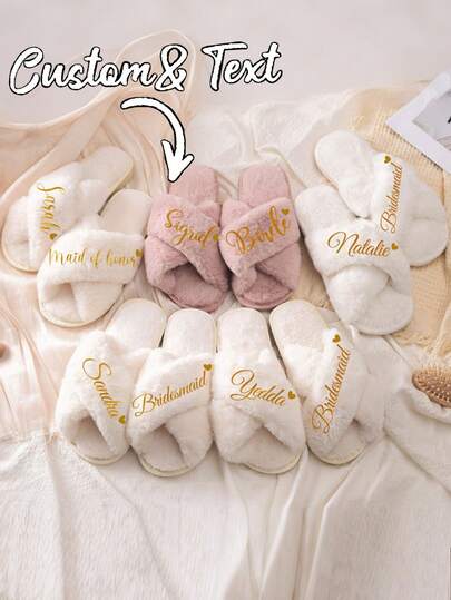 Pantofole soffici personalizzate, pantofole da sposa personalizzate, pantofole soffici da damigella d'onore, pantofole da sposa personalizzate, pantofole per feste di Natale, pantofole soffici, regalo per la futura sposa, regalo per la damigella d'onore, addio al nubilato, pantofole soffici, colorate, carine, adorabili, divertenti, kawaii, di stile Y2K, eleganti, unisex, casual, personalizzate, uniche, personalizzate, regali ideali per lui, regali ideali per lei, lei, fidanzato, fidanzata, famiglia, amici, matrimonio e eventi personalizzati
