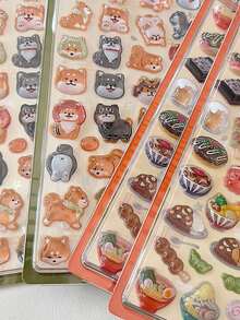 1pc/3D Japan Style Embossed Funny Acrylic Diamond Stickers, Sushi Shiba Inu DIY Decorative Stickers, Cute Embossed Stickers For Phone Decoration