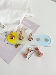 Set de decoración de uñas con base ovalada de resina acrílica en degradado de color, macaron dorado y bolas de cristal de acero multicolor. Herramientas y accesorios de arte de uñas minimalista de moda en estilo retro coreano con láser.