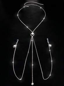 仿珍珠吊坠乳夹乳头链性感夜店装身体链配饰 - 彩色 - 查看 5