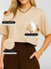 Oversized Women's Cropped - D00 - Areia - View 3