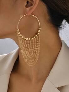 1 pereche de cercei rotunzi eleganți și la modă, cu ciucuri, potriviți pentru orice ocazie