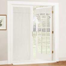 100% Blackout Tricia Door Curtains, Linen Textured Blend Thermal Insulating Privacy French Door Window Tie Up Shades Sidelight Curtains For Kitchen, W 30 X L 69 Inches, Linen, 1 Panel - 萊寧奇 - 查看 1