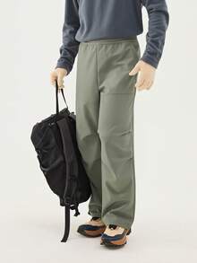 TECTOP Calças de caminhada masculinas para atividades ao ar livre, com forro térmico para outono/inverno, cintura elástica, bolsos, barra ajustável e estampa aleatória. - Verde - Ver 5