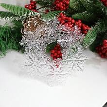1 set (2 pièces) - Ensemble de couronnes de fleurs en forme de flocon de neige, pendentif de décoration de sapin de Noël en cristal, pendentif de décoration de scène de fête de Noël, fournitures de décoration de flocons de neige simulés pour la saison hivernale