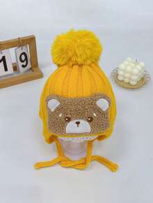 1 Piece Cute Knitted Baby Hat, Bear Design - Perfect Choice For Winter Outings - Suitable For Babies - Multicolor - View 10