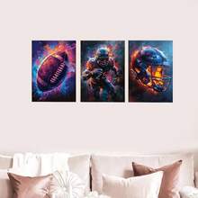 3 PiecesCanvas Wall Art Set - Americana Sports Theme, American Football Art Prints For Classroom, Home Office, Bedroom, Dining Room - Indoor Graffiti Style Rugby Posters, Frameless Transverse Orientation, Canvas Artwork For Game Room Decor