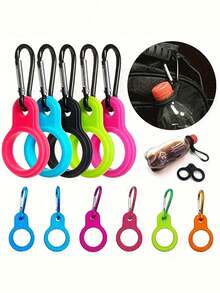 Gancho de aluminio resistente y cierre de con hebilla de goma, correa, utilizado para asegurar botellas de agua - Perfecto para acampar y hacer senderismo, con 11 colores para elegir, el mejor regalo para entusiastas de los viajes, equipo de montañismo para colgar botellas de agua, hebilla de silicona para botellas de agua mineral, hebilla de silicona para botellas de agua de escalada (se envían aleatoriamente los colores de gancho + correa)