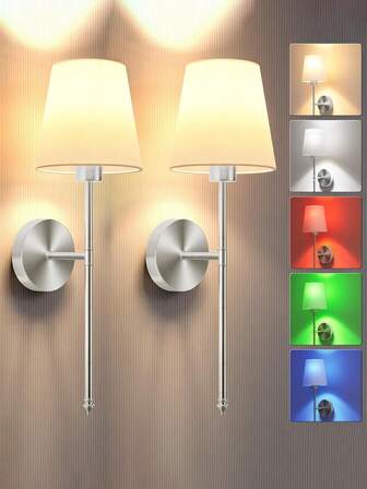 2pcs Rechargeable Wall Lamps, Detachable And Remote Control Bulbs, Adjustable RGB Colors And 3 Color Temperatures, Wireless Wall Lights For Living Room, Bedroom, Bedside, Stairs, Indoor Lighting