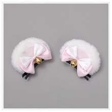 One Piece Dropshipping Handmade Cute Hair Accessories Side Clip JK Animal Ear Hair Clip Double Bowknot Bear Ear Hair Clip - 熊耳髮夾03駝棕色 - 查看 5