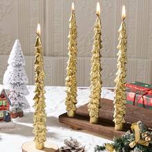 Christmas Golden Christmas Tree Long Pole Shaped Candle Festive Atmosphere Decoration Prop Home Decoration - Multi Scents - View 2
