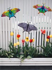 1 pieza Decoración de pared de mariposas de metal - Arte de pared de mariposas realistas, esculturas colgantes para decoración interior o exterior, patio, valla, jardín