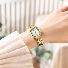 CURREN Women's Wristwatch, Elegant Quartz Watch, Rectangular Dial, Stainless Steel Band, Vintage Minimalist Style Dress Watch - Multicolor - View 10