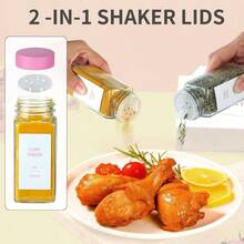 Spice Jars With Label 4oz Glass Spice Bottles With Shaker Lids Seasoning Containers With Funnel, Chalk Pen Cabinet Drawer Rack Black, 24 - Pink + 24 - View 7