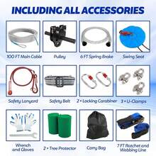 GCCSJ Zip Line Kit For Backyard,100FT Zip Line Kit For Backyard - 400LBS Capacity Heavy Duty Zipline For Kids & Adults With Safety Harness & Removable Trolley | Professional Outdoor Adventure Set With Quick-Tighten System & Thickened Seat,Easy Install ,The Best Birthday GiftGifts For Kids - 100FT - View 3