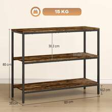 Console Table, Side Table With 3 Levels, Chipboard, Metal, Light Brown - 1 - View 2