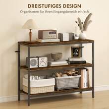 Console Table, Side Table With 3 Levels, Chipboard, Metal, Light Brown - 1 - View 3