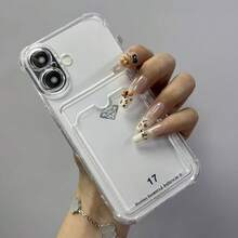 Clip-On Transparent Phone Case, Compatible With IPhone 17 Pro Max Case, 16, 15, 14, 13, 12, 17Air, PlusPro Max Series. It Can Hold 1-2 Cards, Has Anti-Slip And Shock-Absorbing Functions, And Is Durable. It Is A Autumn Phone Case Suitable As A Halloween Or Christmas Gift. - 黑色 - 查看 3