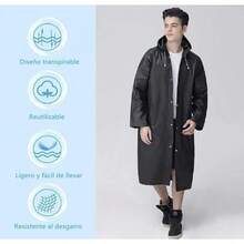 Capa Impermeable Adulto para Lluvia,hubasqueros para Hombre y Mujer, Poncho Impermeable, Reutilizable EVA - gris - Ver 4