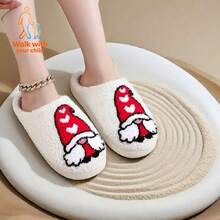 带孩子出门散步！一双时尚可爱的圣诞老人毛绒拖鞋，男女皆宜。生日礼物、圣诞礼物、惊喜礼物、圣诞必备品、毛绒拖鞋、温暖圣诞、雪人毛绒拖鞋 - 白色 - 查看 4