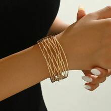 1 Peça Bracelete Bangle Minimalista Geométrico Oco e Vazado, Acessório de Luxo