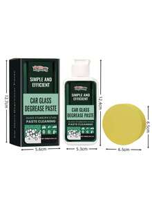 rayhong 100 ml Pâte dégraissante pour vitres de voiture, Pâte de nettoyage pour pare-brise de voiture, Pâte de nettoyage déperlante anti-pluie pour vitres de voiture, Agent de nettoyage et anti-buée pour pare-brise et rétroviseur, Pâte dégraissante pour vitres de voiture, Nettoyant pour vitres de voiture, Agent déperlant pour pare-brise de voiture