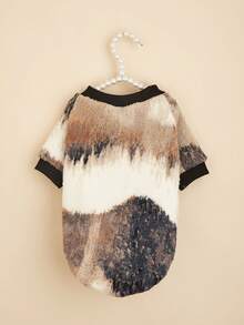 EOO 1 pieza Sudadera de felpa con estampado de teñido anudado de moda, adecuada para gatos y perros, cálida y acogedora para otoño/invierno