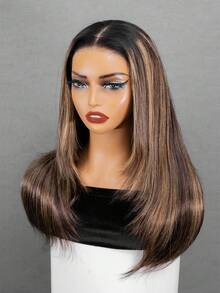 OQ 6x4 Lace Front Wig, 16-24 Inches, 180% Density, Pre-Plucked Hairline, Ombre Blonde Straight Wig, Natural Looking, Versatile Style For Business, Casual, Sexy, Halloween, Travel, Y2K Chic - SNATURAL/27 - View 7